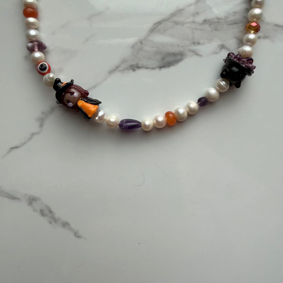 a little witchy • half beaded half pearl necklace