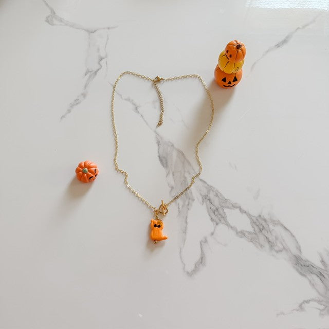 pumpkin ghost • dainty pvd paperclip chain