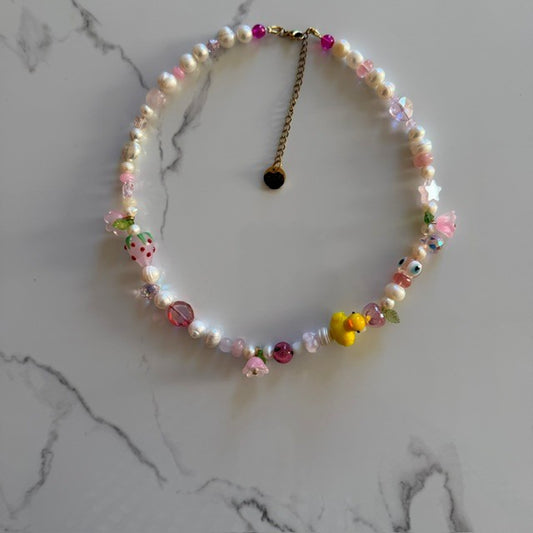 rubber ducky • half beaded half pearl necklace