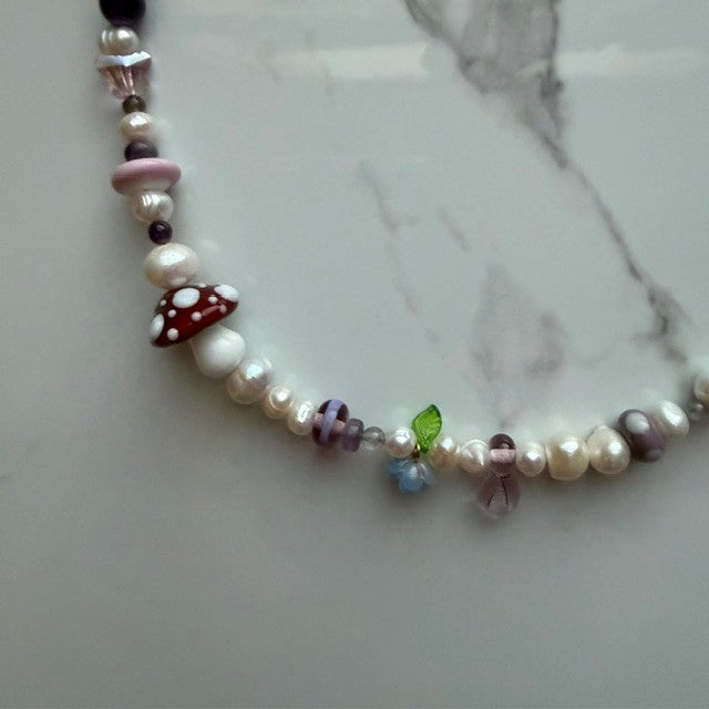 forager • half beaded half pearl necklace