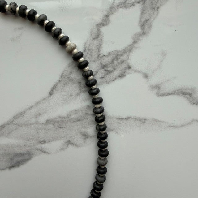 the void • black network beaded necklace