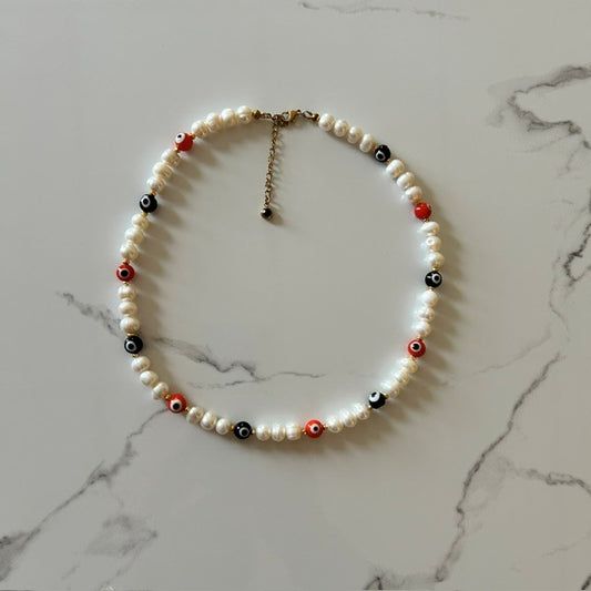 clementine • evil eye pearl choker