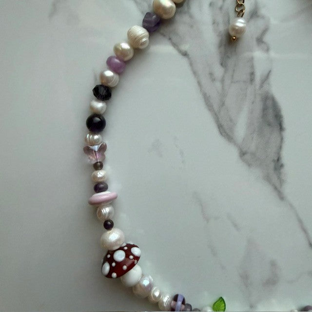 forager • half beaded half pearl necklace
