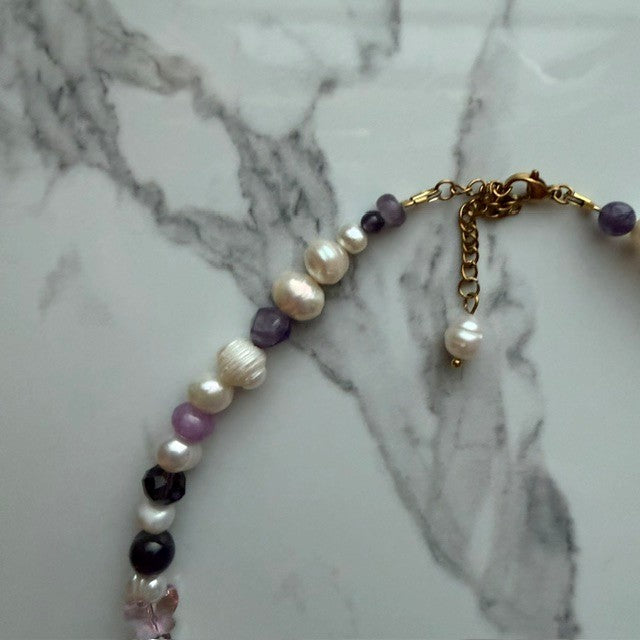 forager • half beaded half pearl necklace