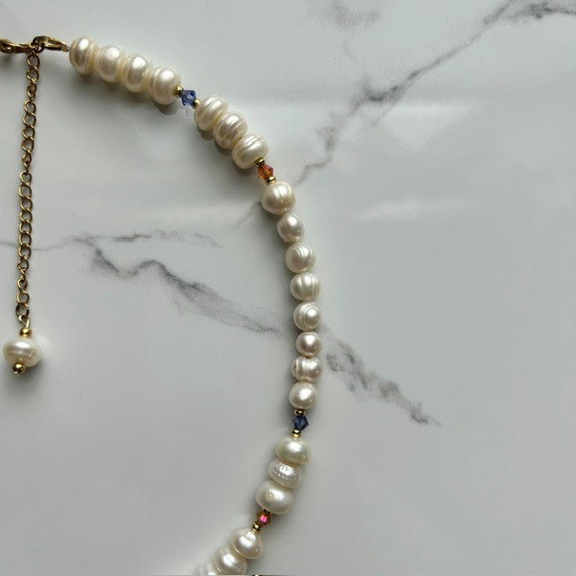 batty boop • half beaded half pearl necklace