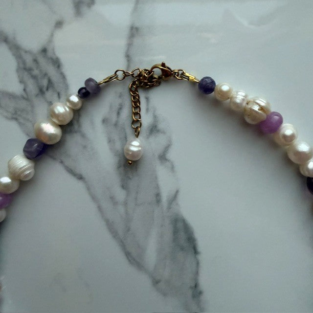 forager • half beaded half pearl necklace