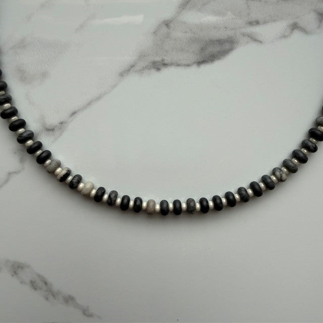 the void • black network beaded necklace