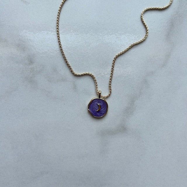 lilac celestial • purple moon dainty gold filled necklace