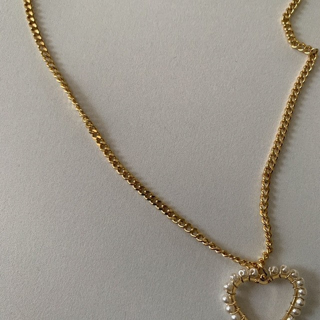 isabella • pearl heart gold filled necklace