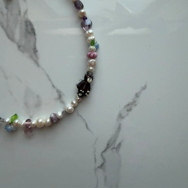forager • half beaded half pearl necklace