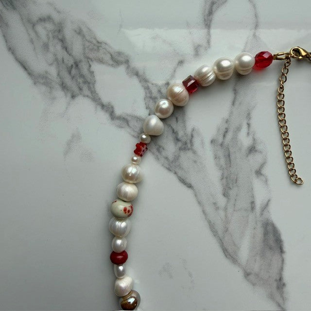 do you like scary movies• half beaded half pearl necklace