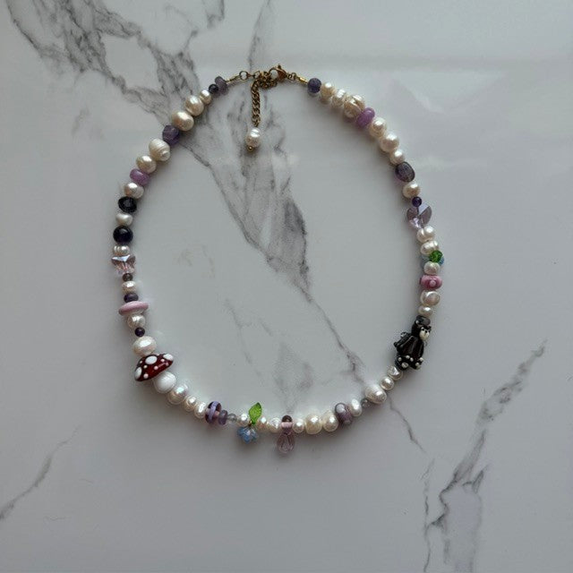 forager • half beaded half pearl necklace