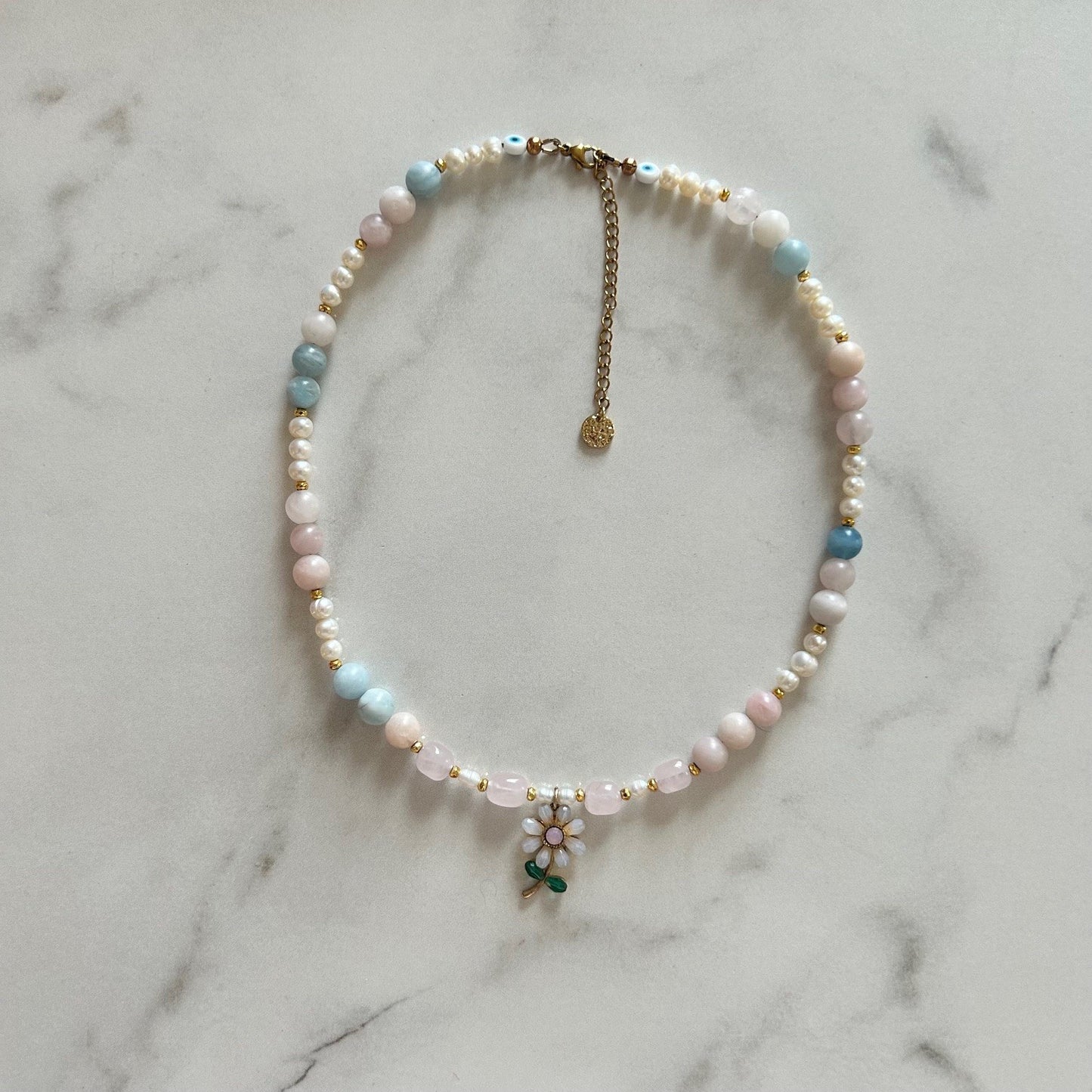 valeria • half morganite half pearl necklace