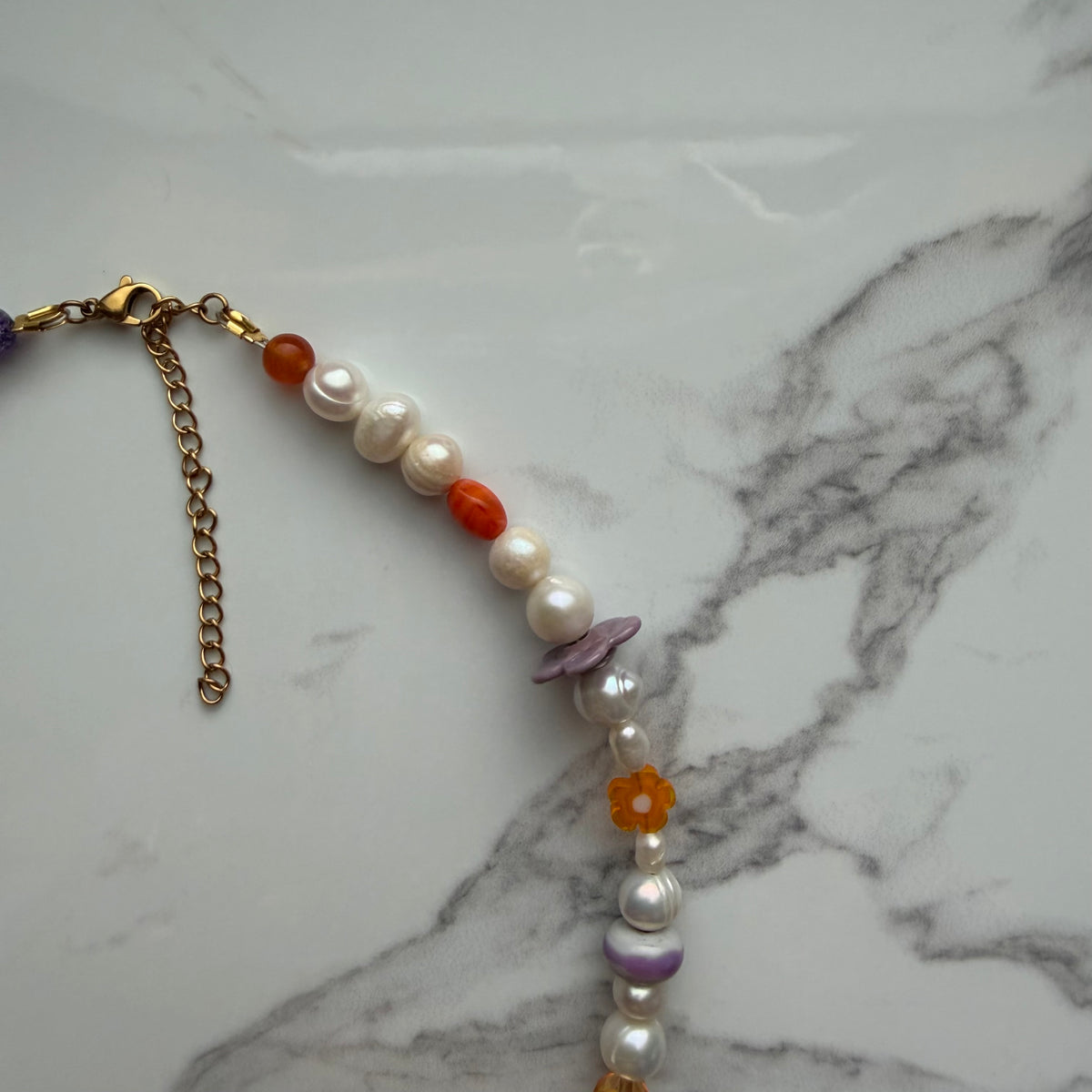 a little witchy • half beaded half pearl necklace