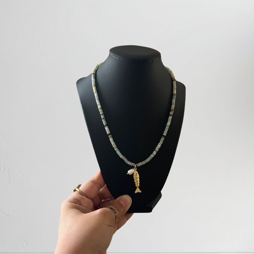 swim shady • amazonite beaded necklace
