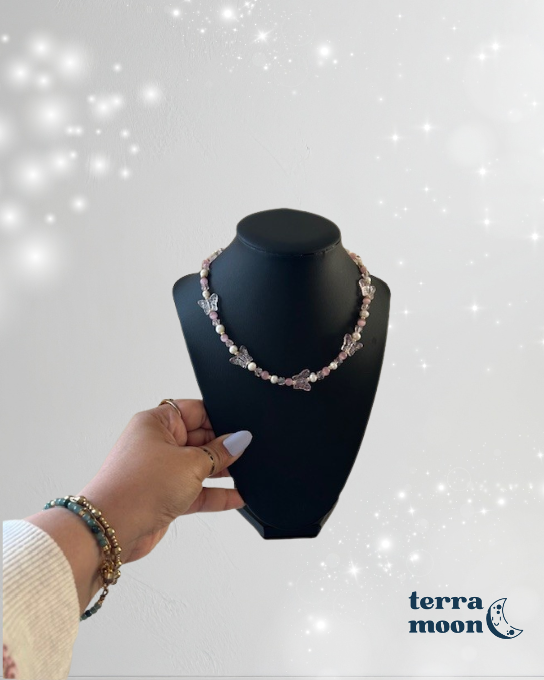 remington • half beaded half pearl necklace