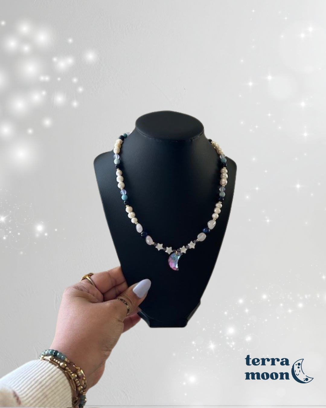 galaxy • half crystal half beaded necklace