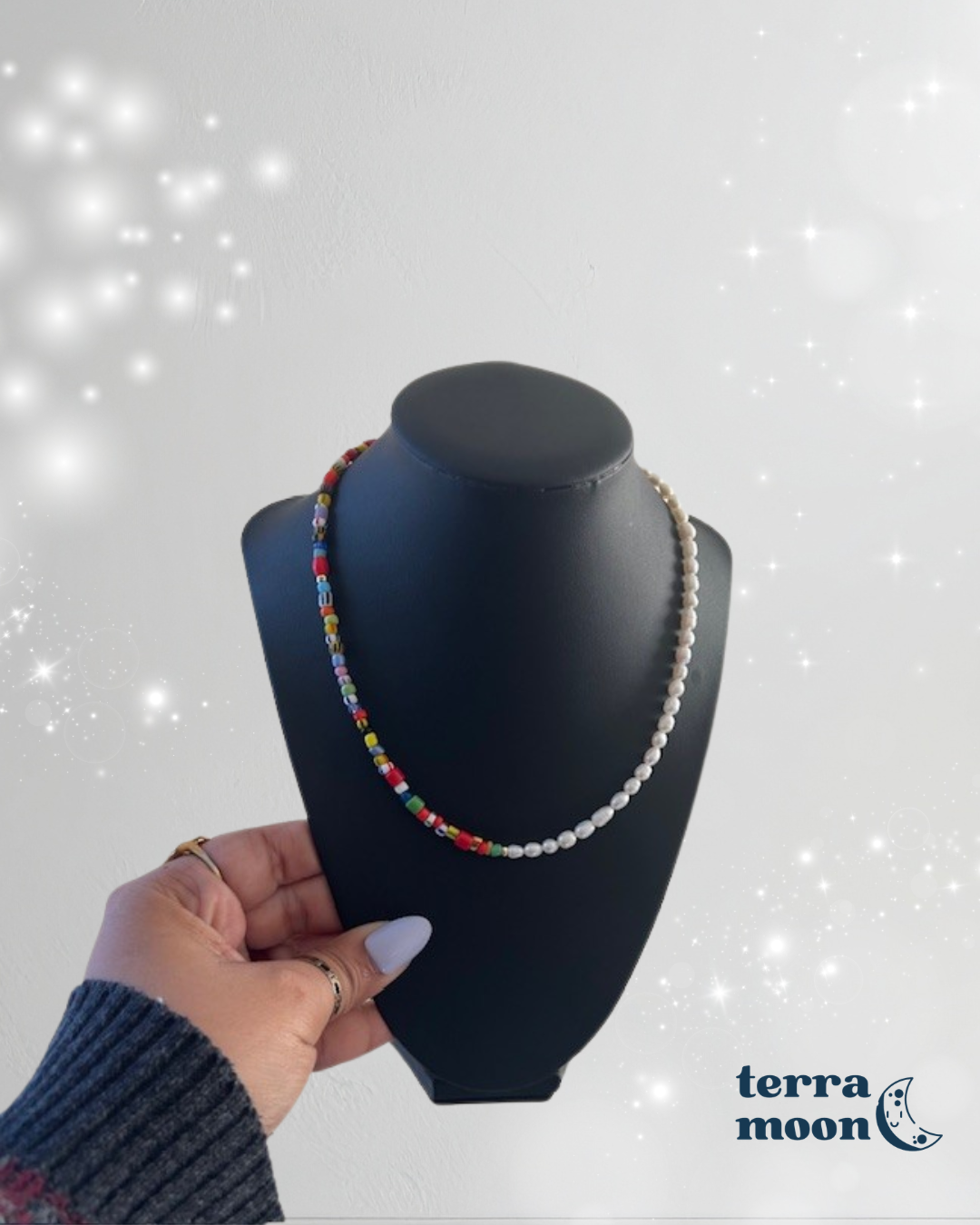 summer • half pearl half beaded necklace