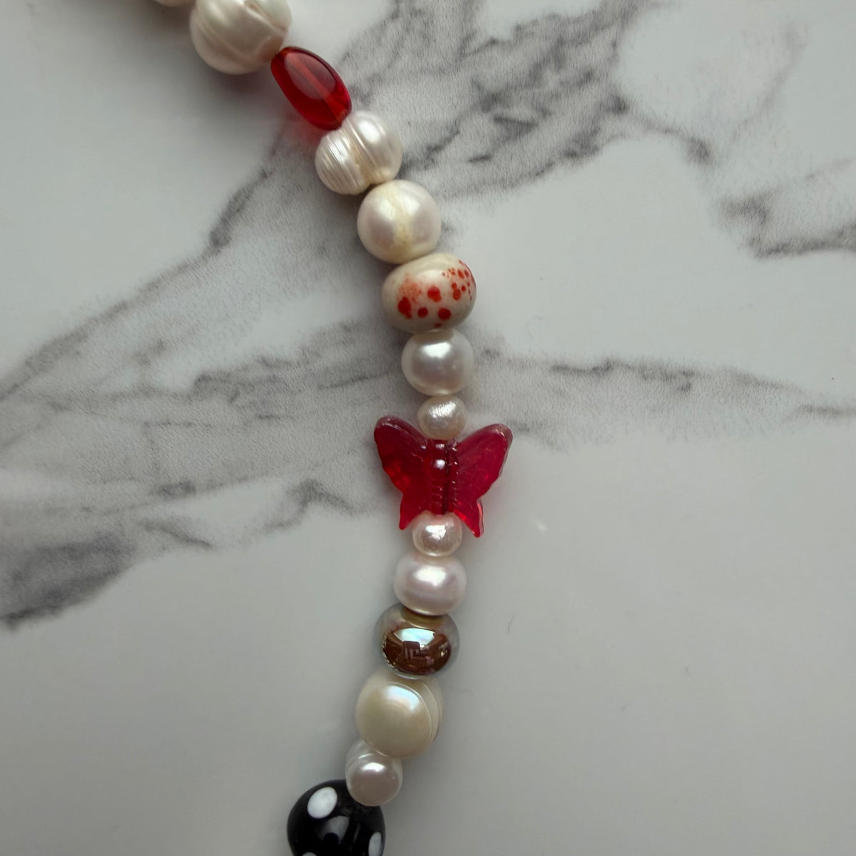 nightwing • half beaded half pearl necklace