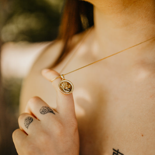 harper  • hamsa coin dainty gold plated necklace