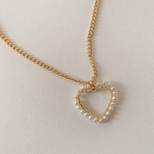 isabella • pearl heart gold filled necklace