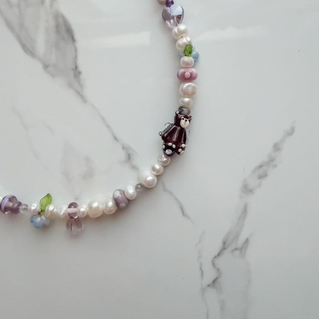 forager • half beaded half pearl necklace