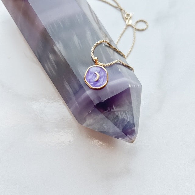 lilac celestial • purple moon dainty gold filled necklace