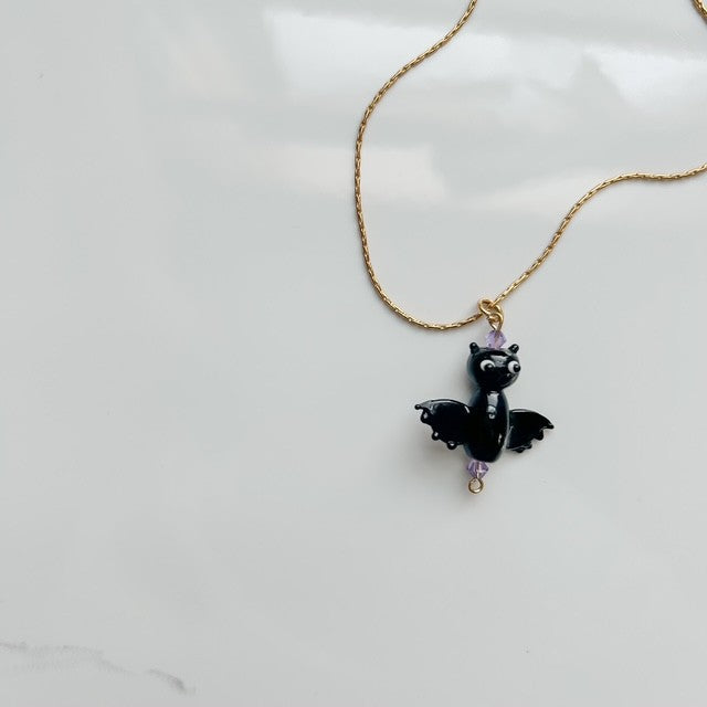 going batty • gold snake chain bat pendant necklace