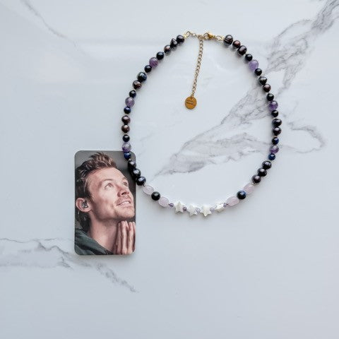 spinning out • half beaded half pearl necklace