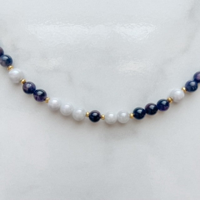 full moon • gemstone beaded necklace