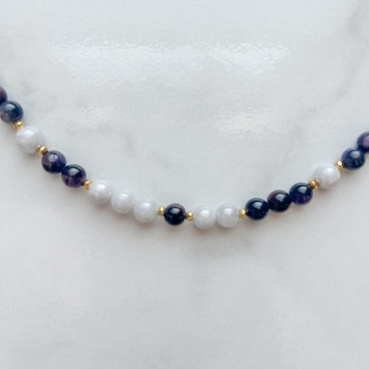 full moon • gemstone beaded necklace