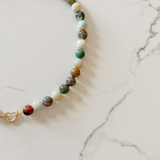 virgo • jasper & amazonite beaded necklace