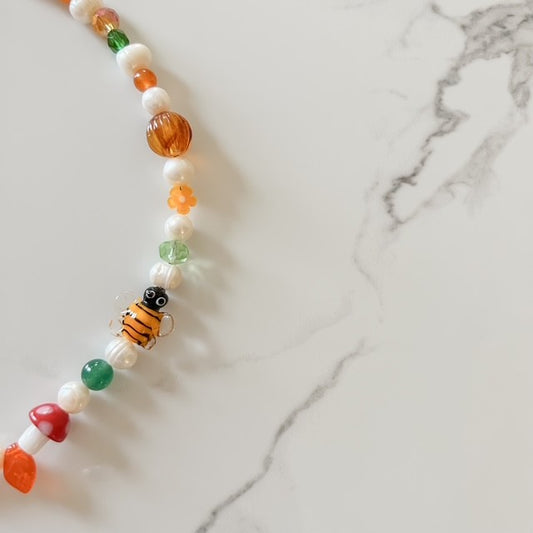 the bee’s knees • half beaded half pearl necklace