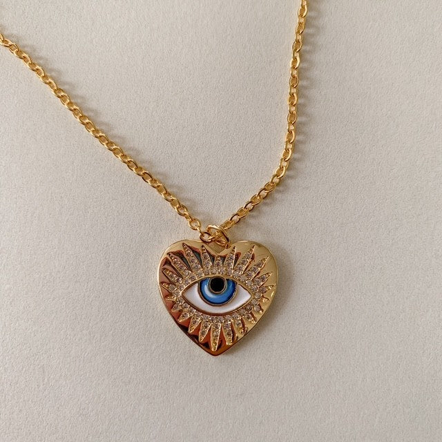 zoey • evil eye heart dainty gold filled necklace