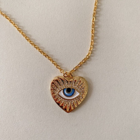 zoey • evil eye heart dainty gold filled necklace