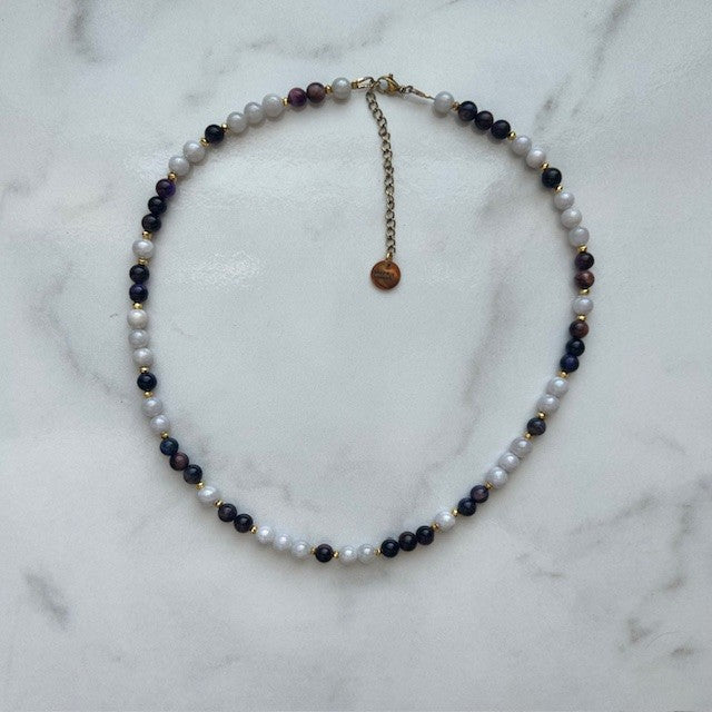 full moon • gemstone beaded necklace