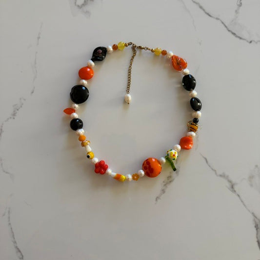 marnie • half beaded half pearl choker