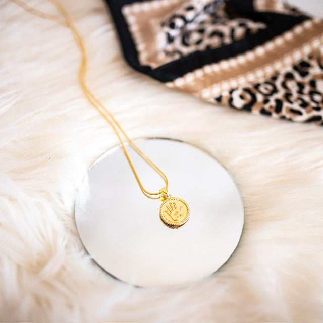 harper  • hamsa coin dainty gold plated necklace