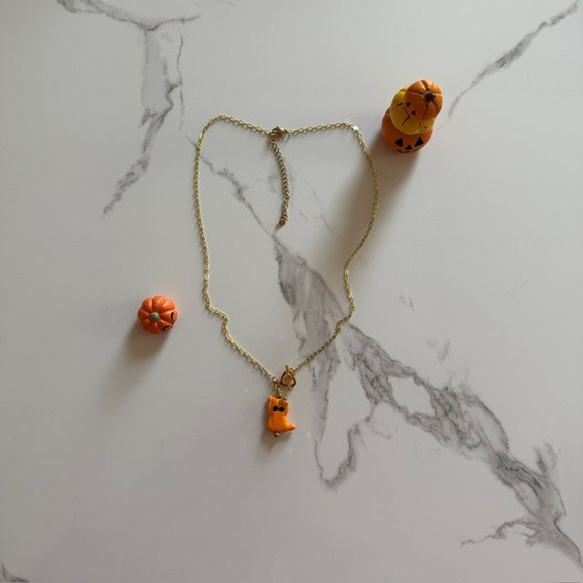 pumpkin ghost • dainty pvd paperclip chain