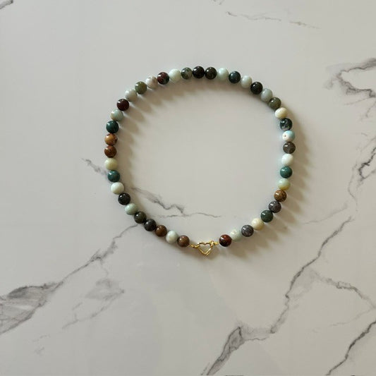 virgo • jasper & amazonite beaded necklace