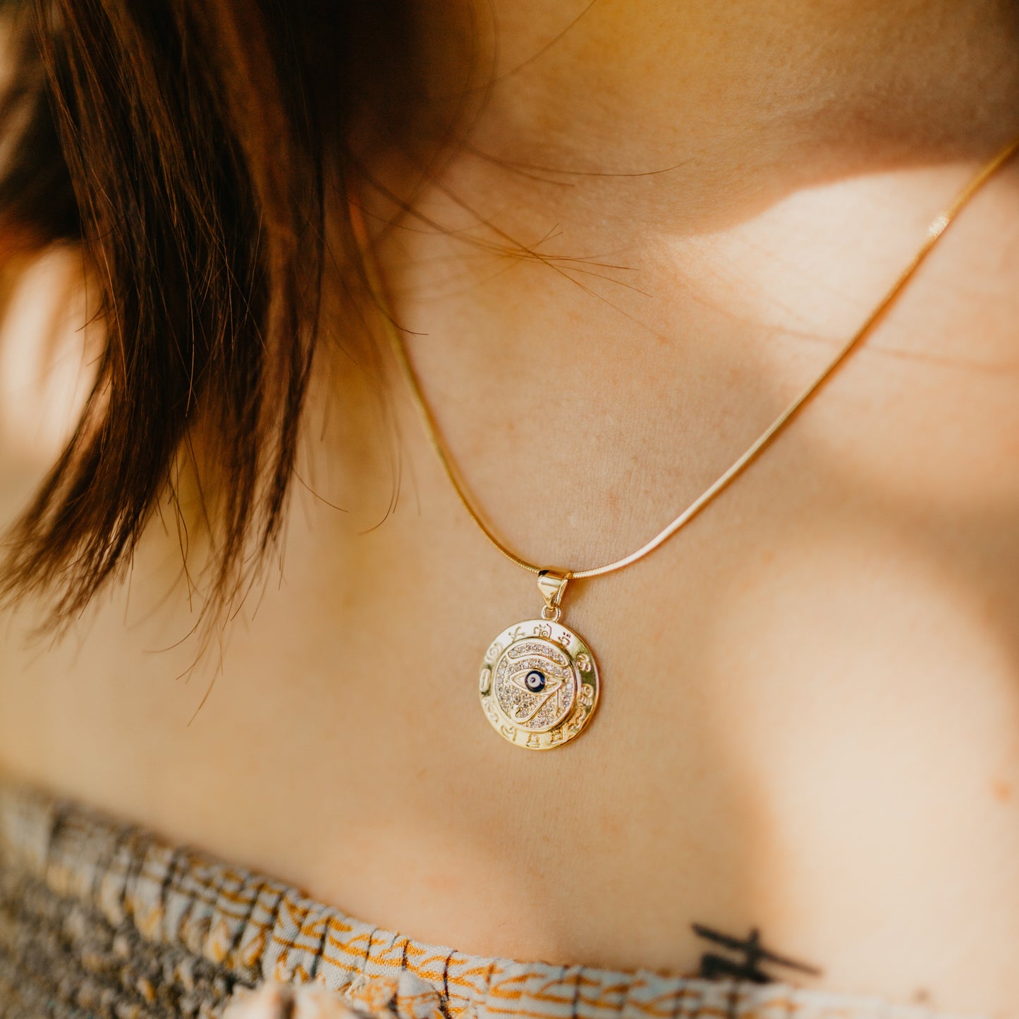 avery • eye of horus dainty gold plated necklace