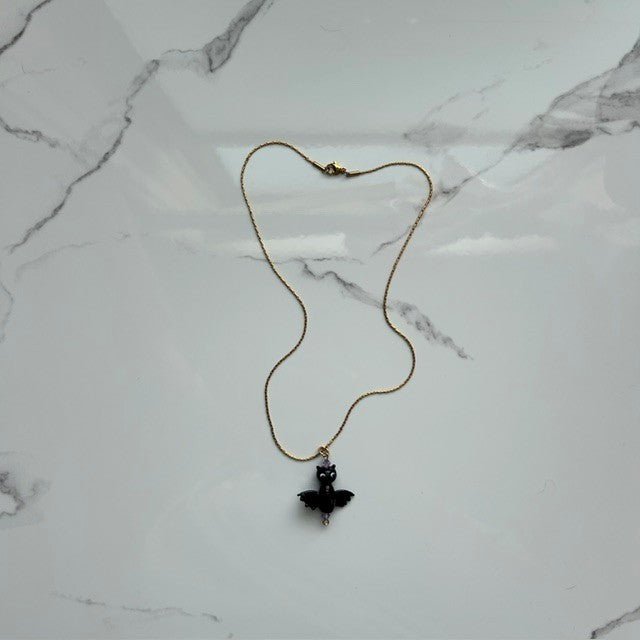 going batty • gold snake chain bat pendant necklace