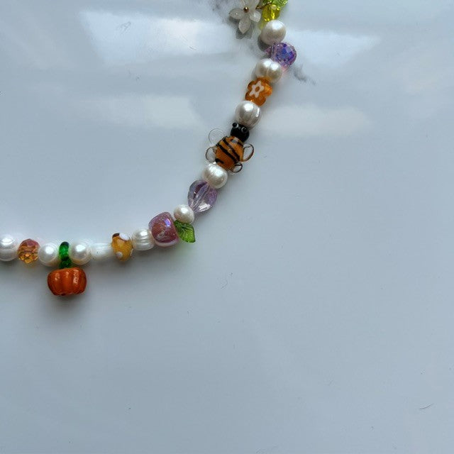 from the orchard • lampwork harvest beaded pearl necklace