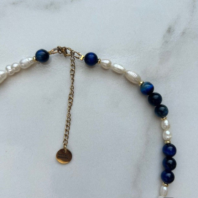 luna • half pearl half gemstone necklace