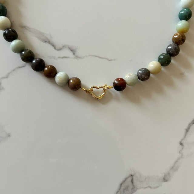 virgo • jasper & amazonite beaded necklace