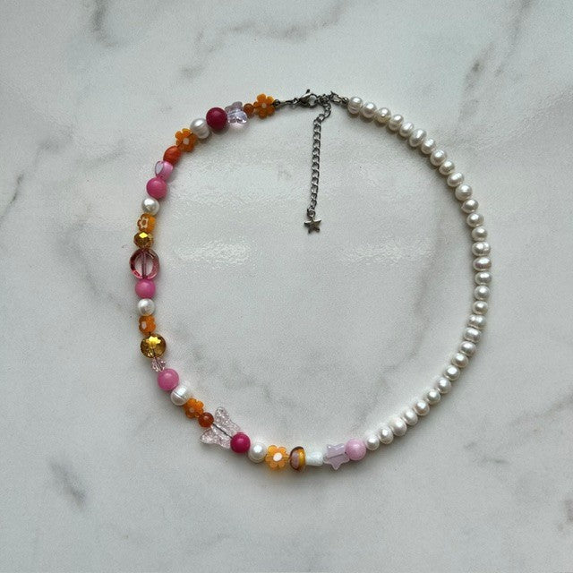 a friend of mildred's • half beaded half pearl necklace