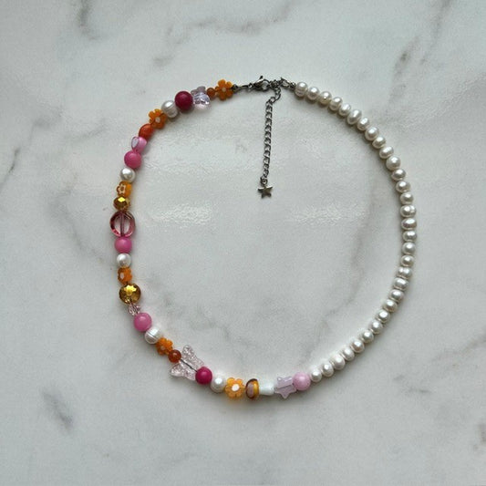 a friend of mildred's • half beaded half pearl necklace
