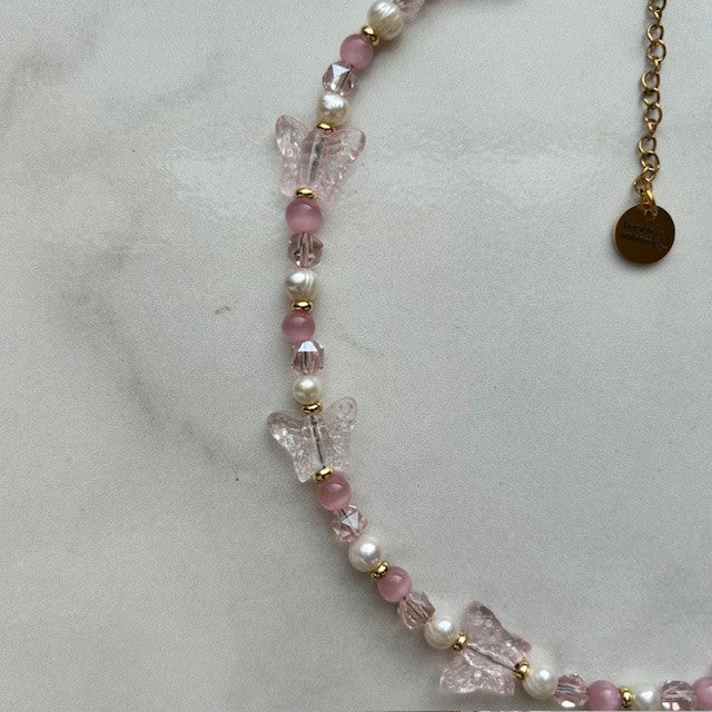 remington • half beaded half pearl necklace