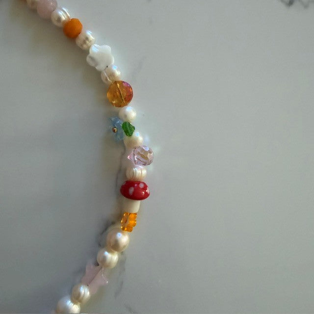 hello sunshine • half beaded half pearl necklace