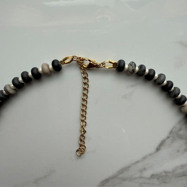 the void • black network beaded necklace